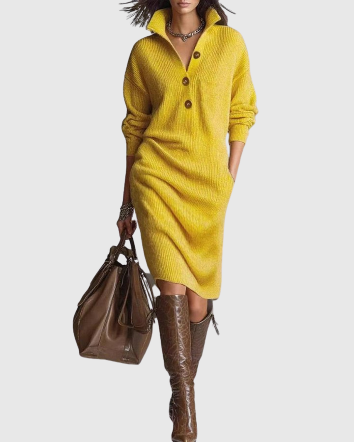 Valantomode | Cozy Wool Knit Midi Dress for Stylish Winter Days