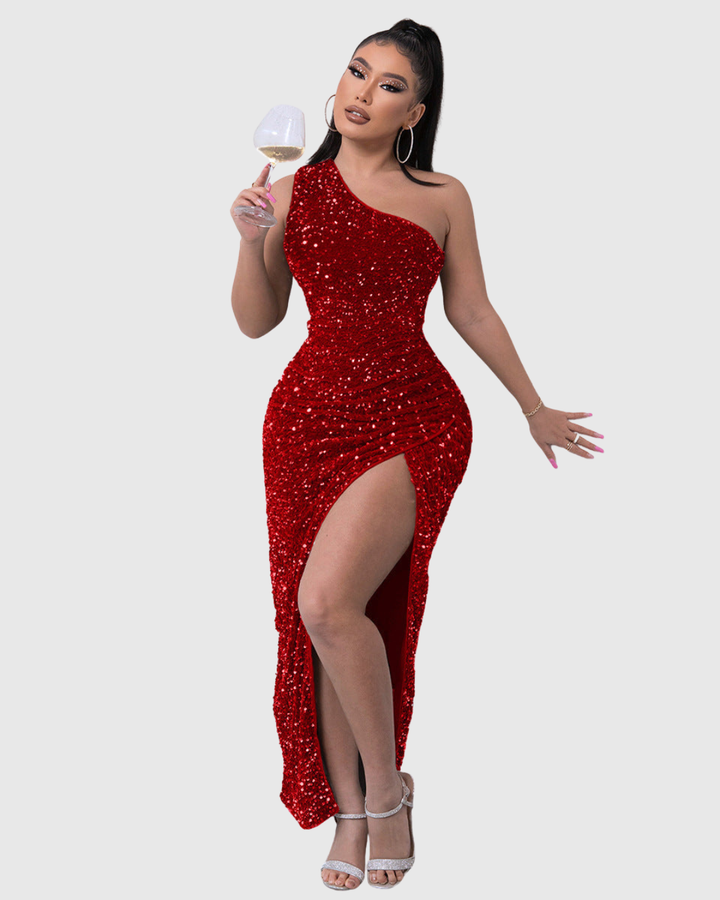 Valantomode | Chic One-Shoulder Dress for Formal Evening Events