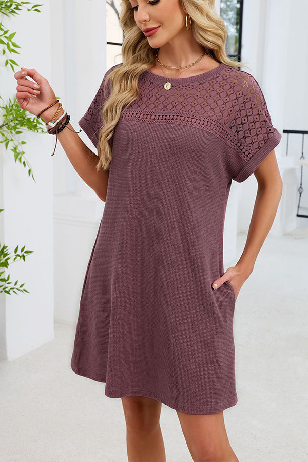 Valantomode | Chic Knit Round Neck Mini Dress for Effortless Style