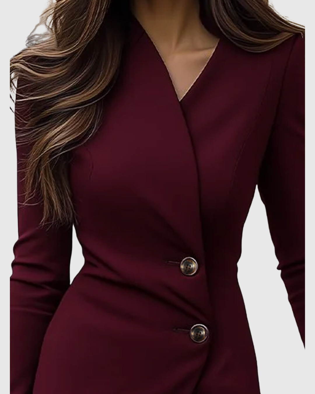 Valantomode | Burgundy Button-Up Midi Dress for Effortless Style