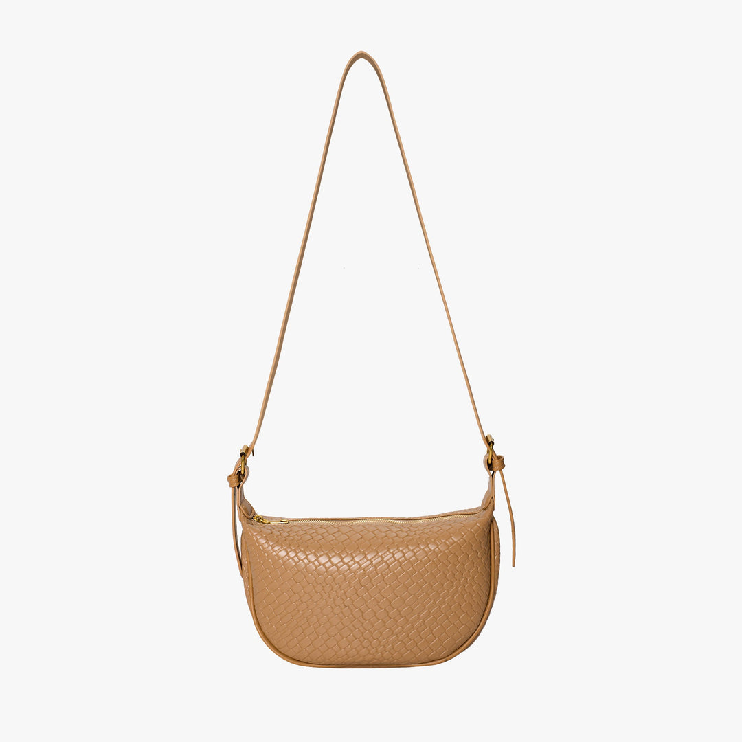 Valantomode | The Tesla Interlace Garrison – Women's Premium Braided Vegan Leather Half-Moon Handbag