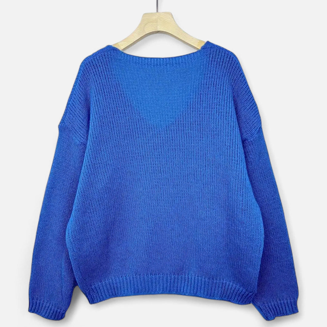 Valantomode | Women’s V-Neck Pullover Sweater – Essential Metropolitan Knitwear