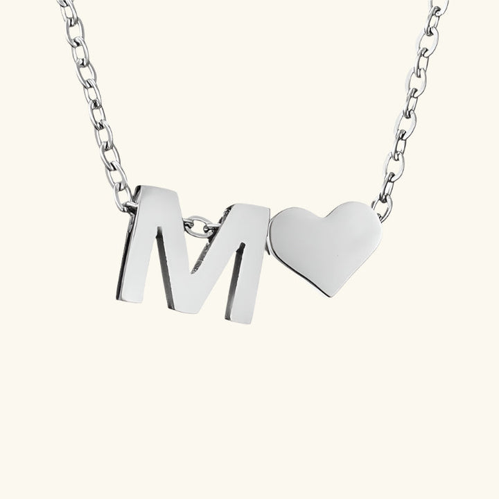 Valantomode | Plated Initial and Heart Charm Necklace for Women