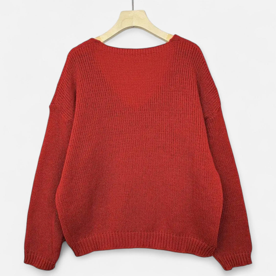 Valantomode | Women’s V-Neck Pullover Sweater – Essential Metropolitan Knitwear
