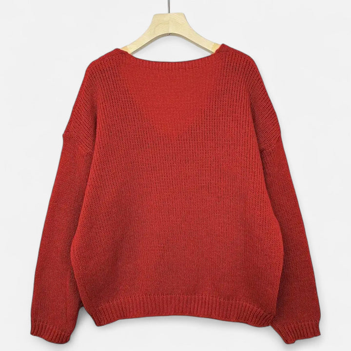 Valantomode | Women’s V-Neck Pullover Sweater – Essential Metropolitan Knitwear