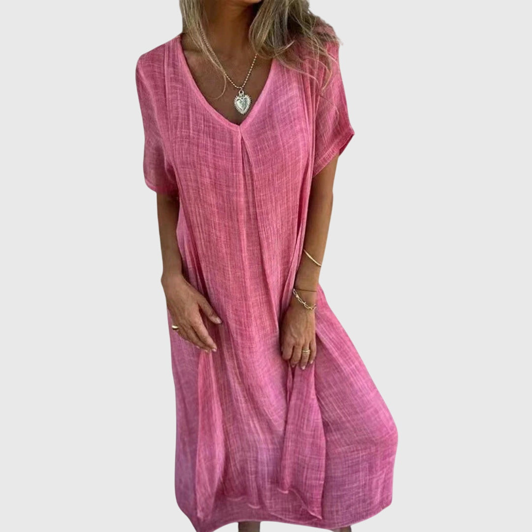 Valantomode | Stylish V-Neck Dress for Effortless Everyday Elegance