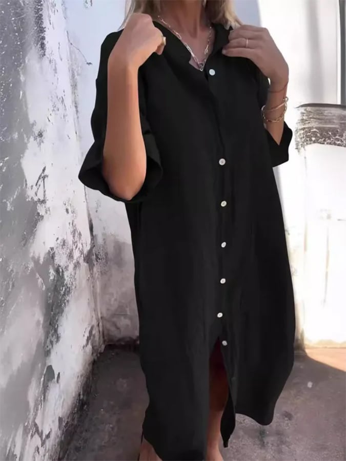 Valantomode | Dress with Buttoned Breeze Design