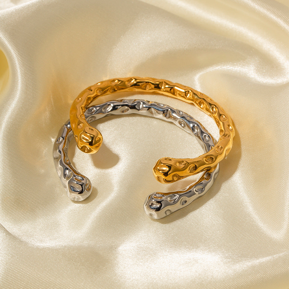 Valantomode | Gold Plated Hammered Texture Bangle for Women