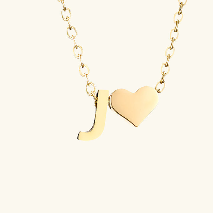 Valantomode | Plated Initial and Heart Charm Necklace for Women