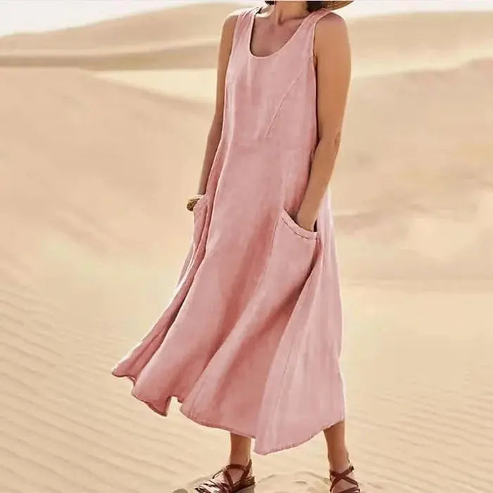 Valantomode | Chic Linen Dress for Effortless Summer Style