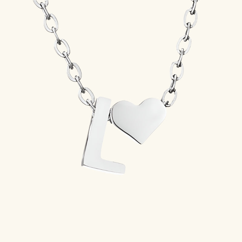 Valantomode | Plated Initial and Heart Charm Necklace for Women