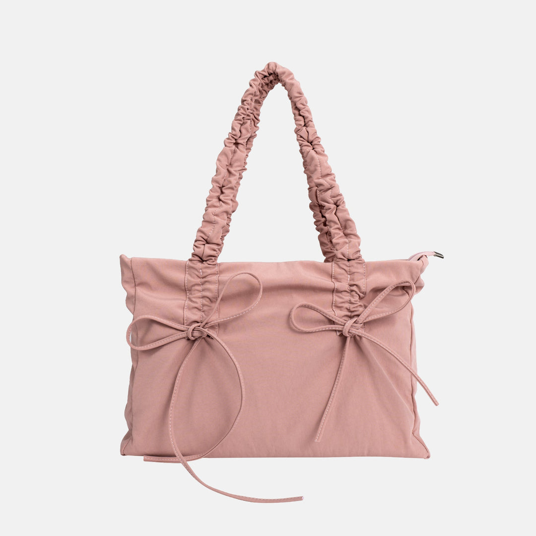 Valantomode | Luna Ribbon Kinetic Tote – Lightweight Adjustable Nylon Shoulder Bag with Ribbon Detail