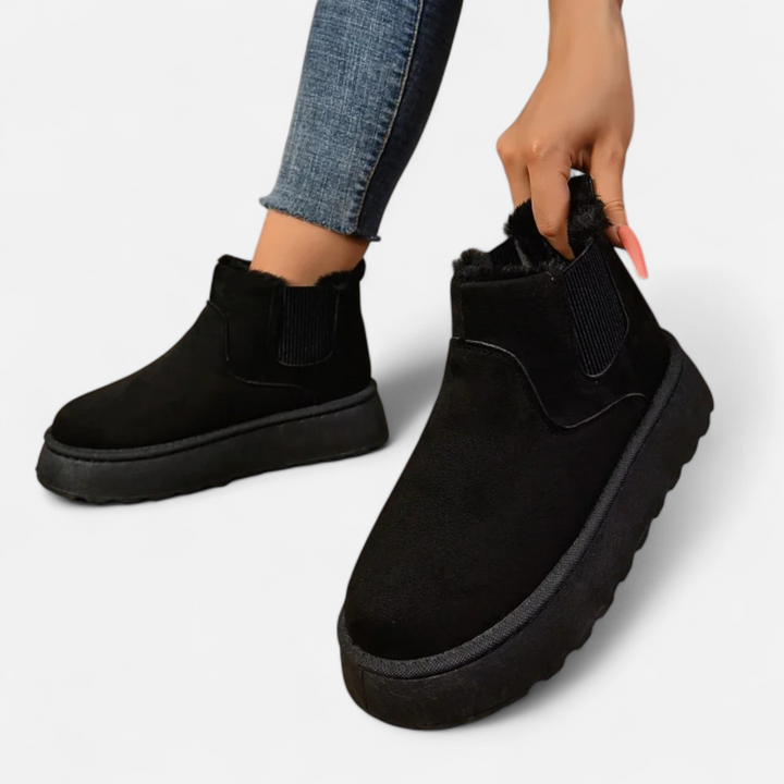 Valantomode | Women’s Short Plush Platform Ankle Boots