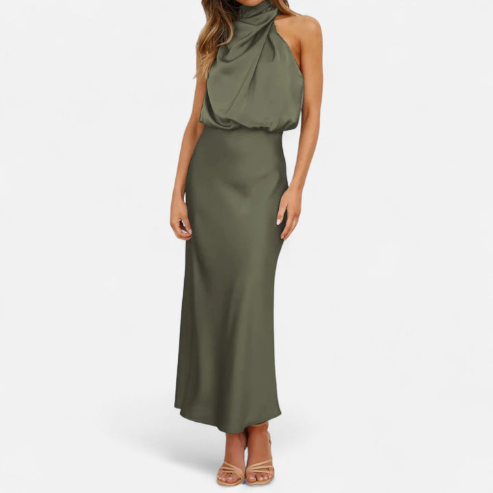 Valantomode | Women’s Satin A-Line Sleeveless Long Dress