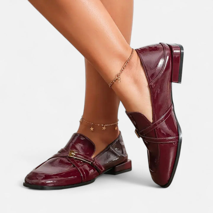 Valantomode | Women’s Burgundy Loafers with a Single Strap