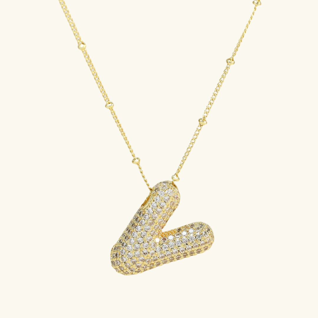 Valantomode | Gold Plated Bubble Initial Necklace for Women