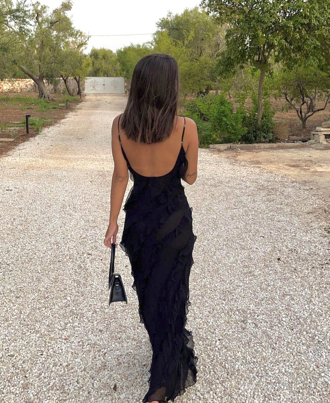 Valantomode | Elegant Evening Dress with Flowing Ruffles