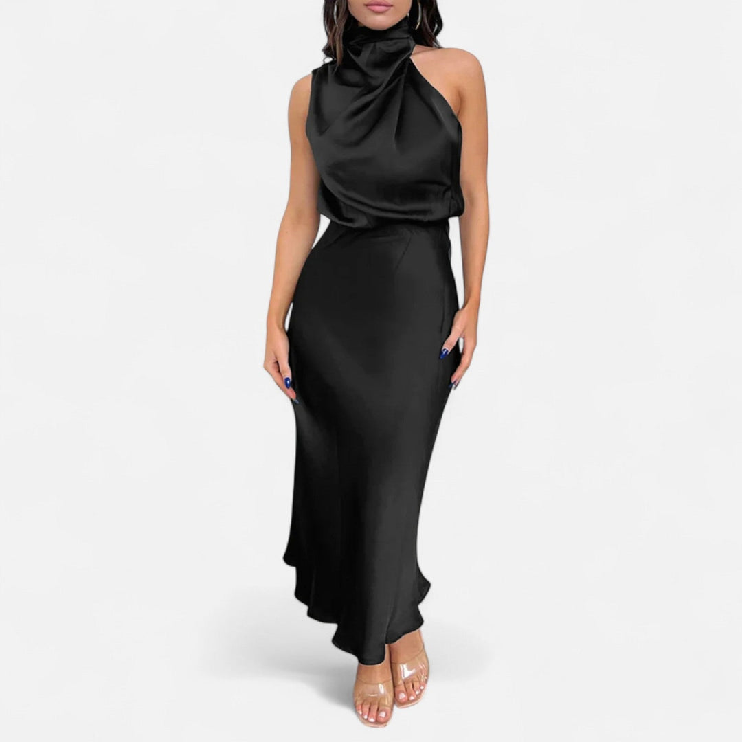 Valantomode | Women’s Satin A-Line Sleeveless Long Dress