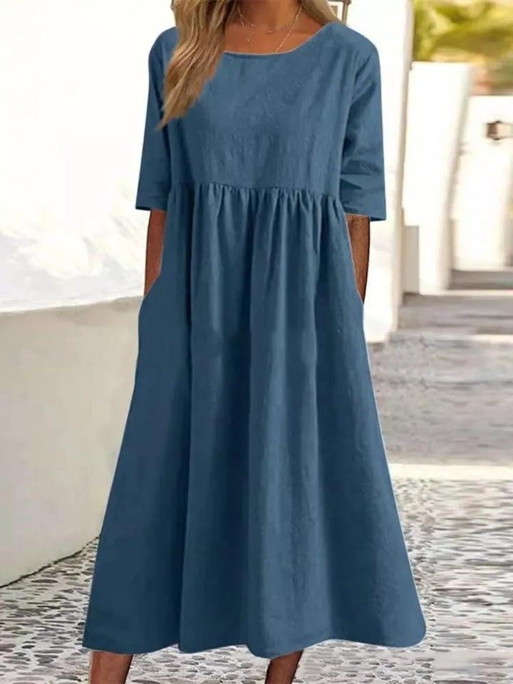 Valantomode | Breezy Cotton Linen Dress for Stylish Summer Days