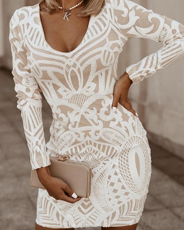 Valantomode | Elegant Geometric Lace Dress for Chic Occasions