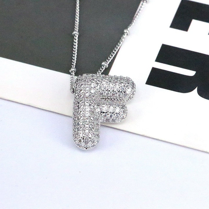Valantomode | Gold Plated Bubble Initial Necklace for Women