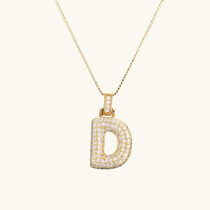 Valantomode | Plated Letter Luxe Necklace with Alphanumeric Architecture and Refractive Assets