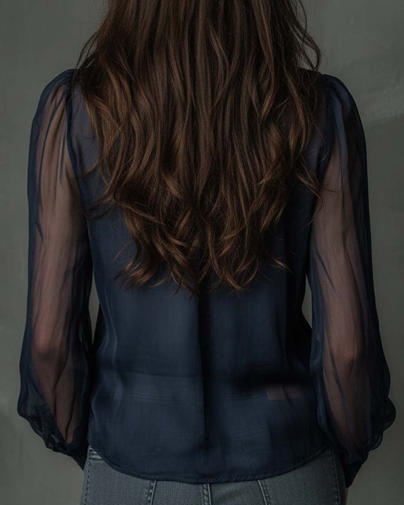 Valantomode | Blouse Long Sleeve Half-Zip Knit