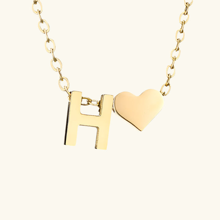 Valantomode | Plated Initial and Heart Charm Necklace for Women