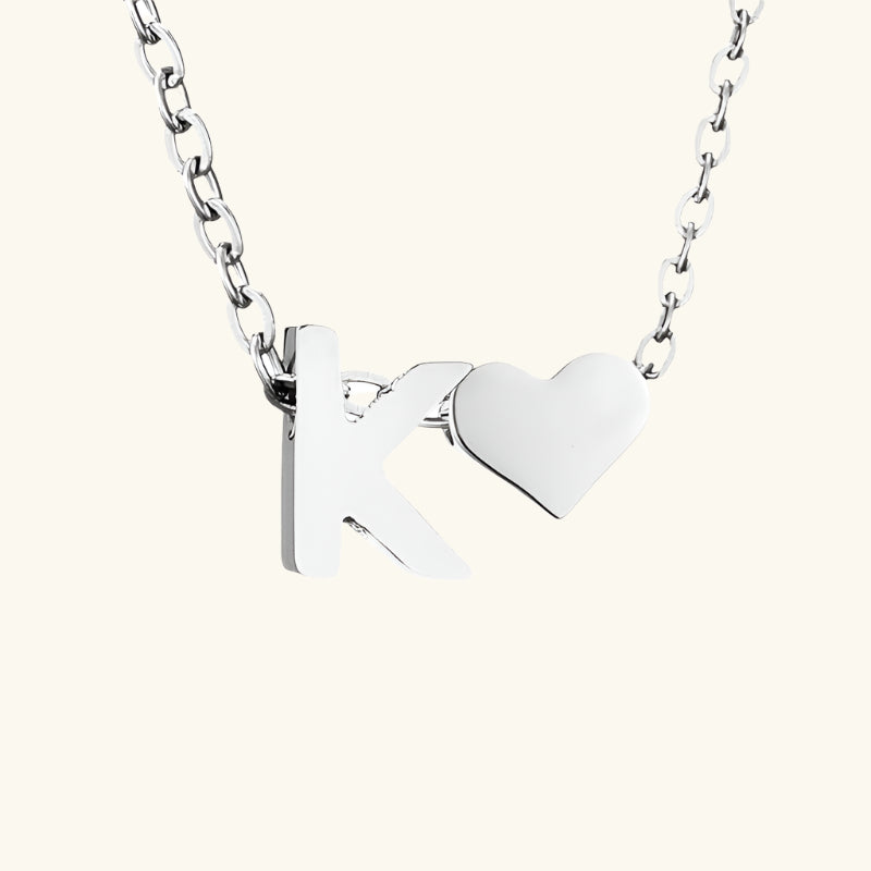 Valantomode | Plated Initial and Heart Charm Necklace for Women