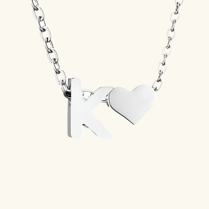 Valantomode | Plated Initial and Heart Charm Necklace for Women