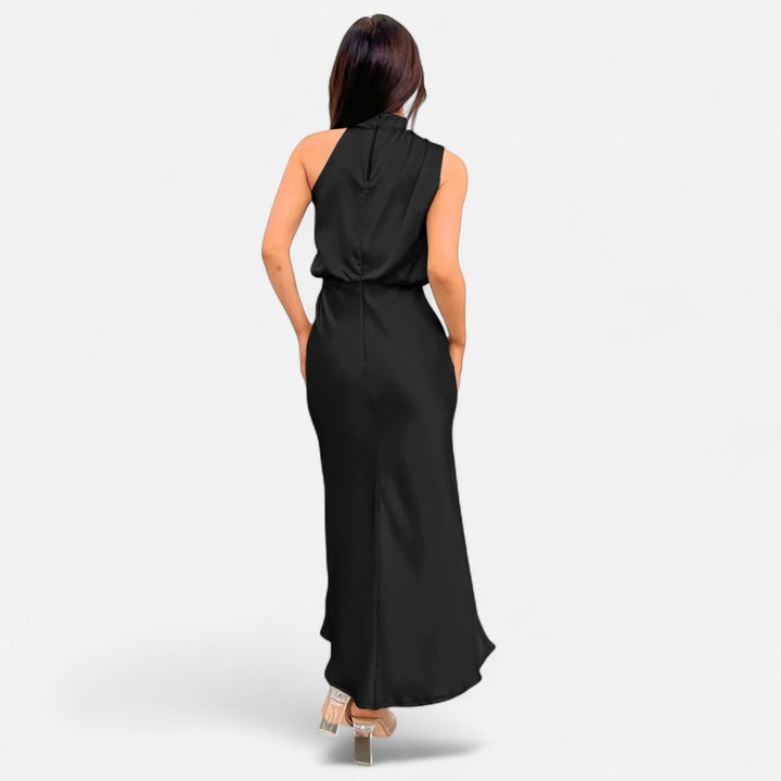 Valantomode | Women’s Satin A-Line Sleeveless Long Dress