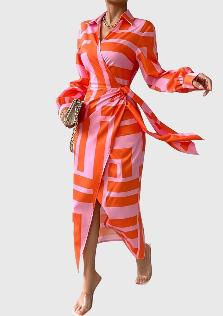 Valantomode | Stylish Printed Wrap Dress Perfect for Any Occasion