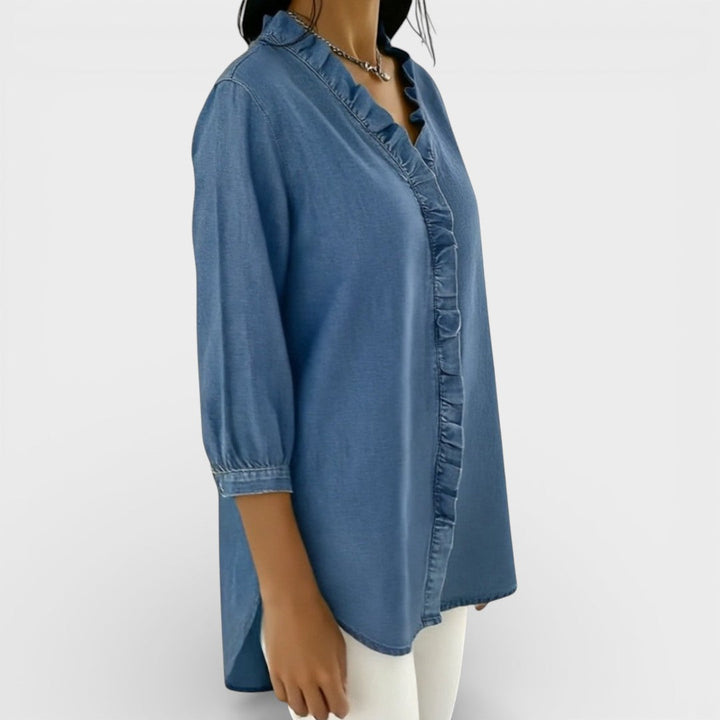 Valantomode | Blouse with Elegant Ruffles