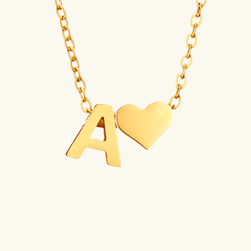 Valantomode | Plated Initial and Heart Charm Necklace for Women