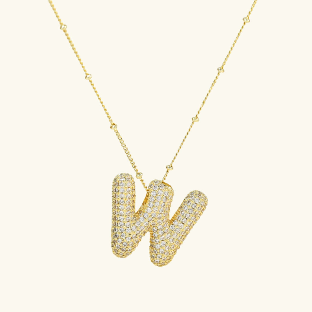 Valantomode | Gold Plated Bubble Initial Necklace for Women