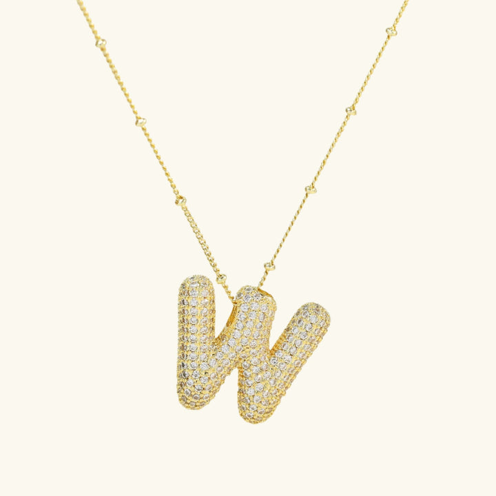 Valantomode | Gold Plated Bubble Initial Necklace for Women