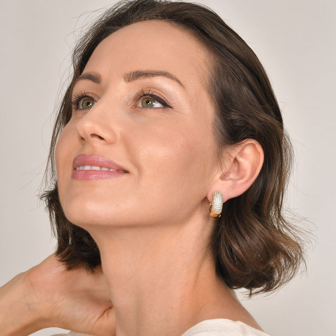 Valantomode | Plated Grace Hoop Earrings with Radial Refractive Assets and Circular Architecture