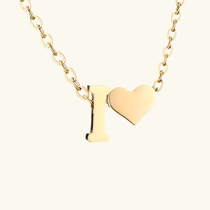 Valantomode | Plated Initial and Heart Charm Necklace for Women