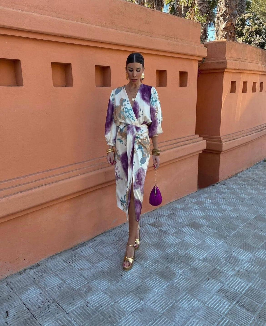 Valantomode | Abstract Print Dress for Stylish Elegance