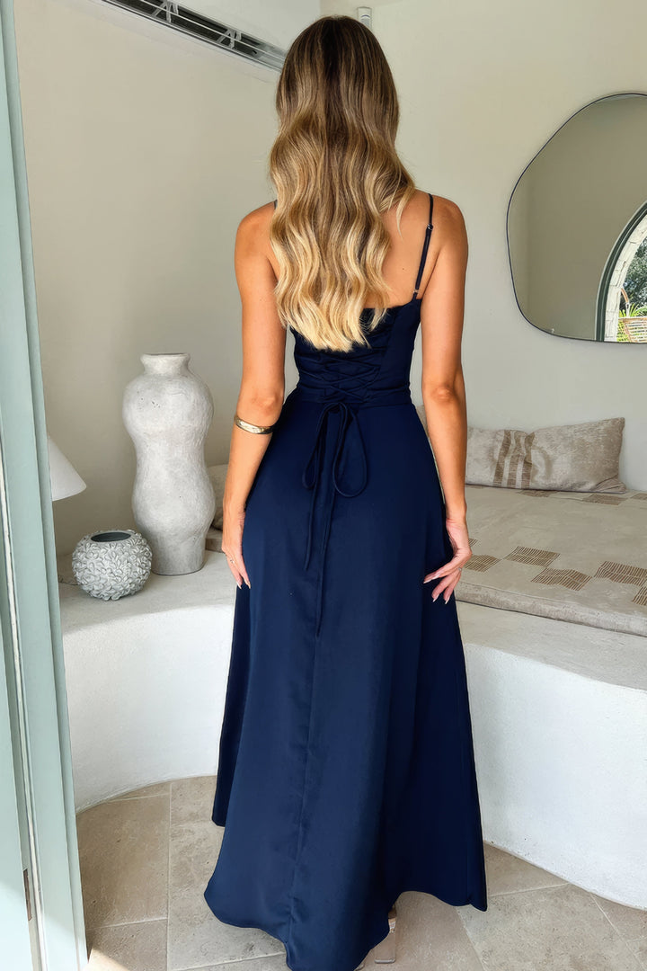 Valantomode | Sweetheart Maxi Dress with Bow Accent for Elegant Style