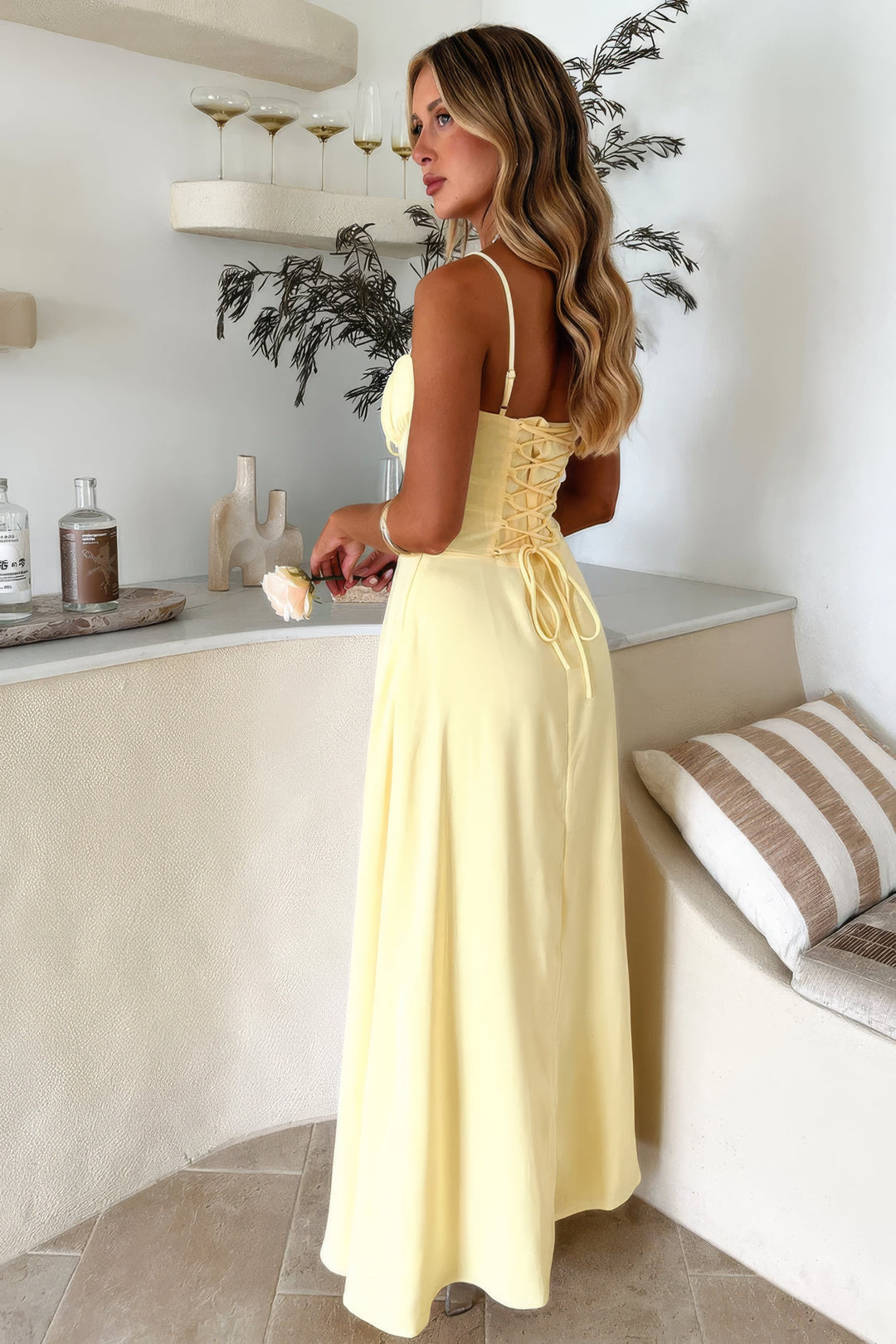Valantomode | Sweetheart Maxi Dress with Bow Accent for Elegant Style
