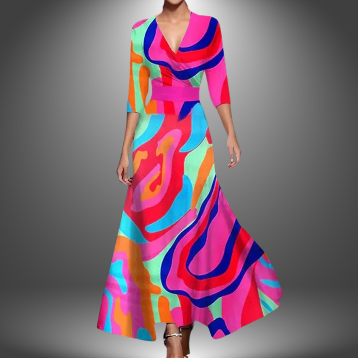 Valantomode | Dress with Printed Wrap Design