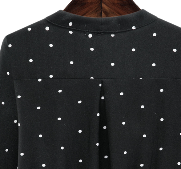 Valantomode | Chic Polka Dot Chiffon Maxi Dress with Tie-Neck Detail