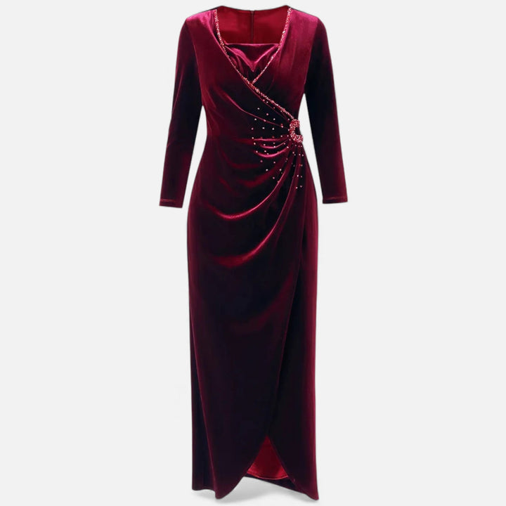 Valantomode | Women’s Draped Velvet Wrap Dress