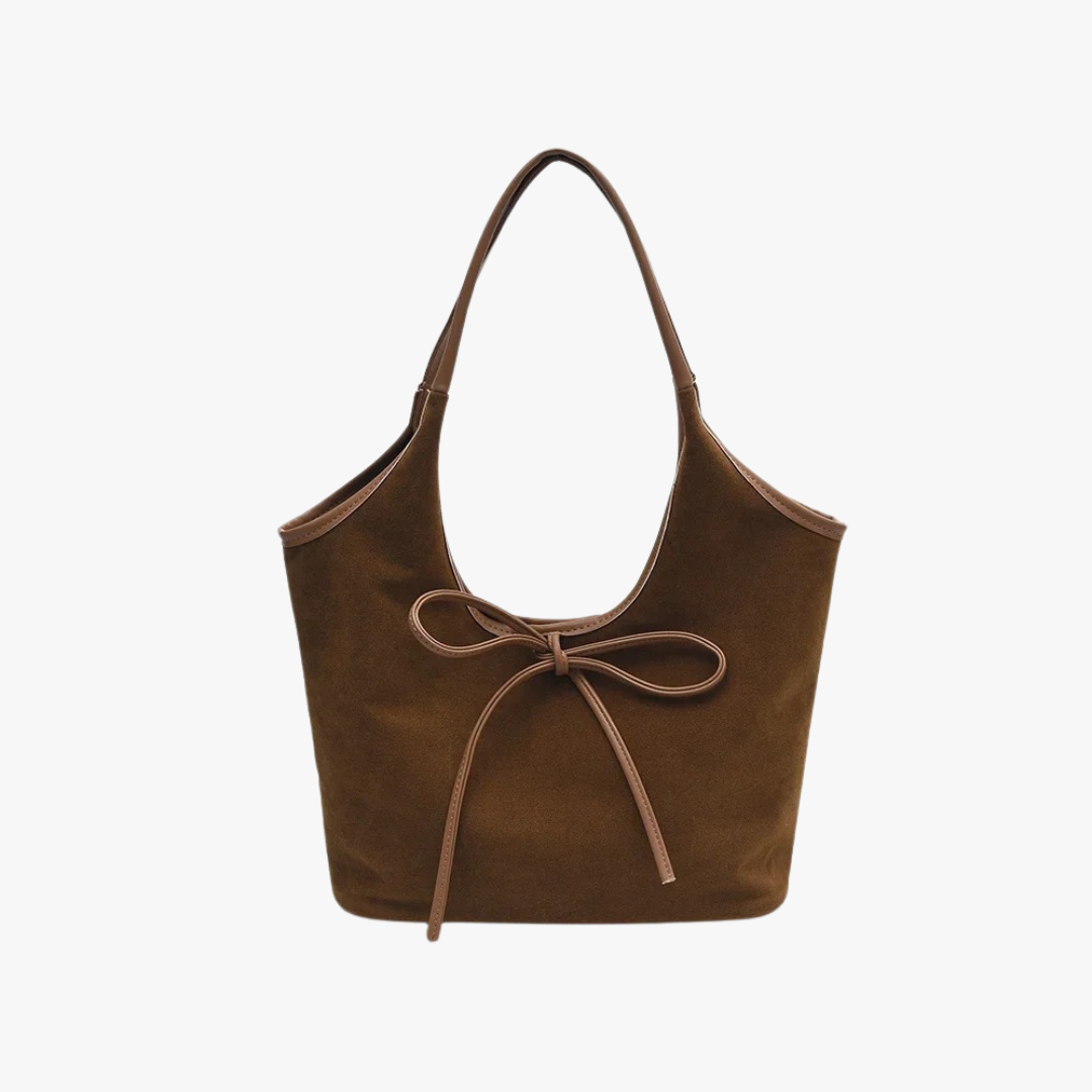 Valantomode | Velvet Ribbon Garrison – Premium Vegan Suede Tote with Soft-Touch Handle Straps