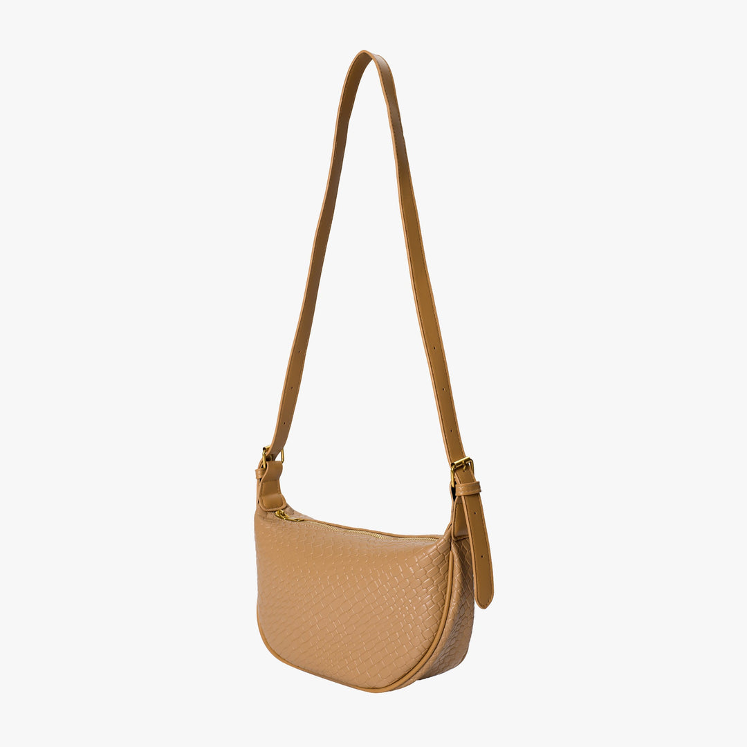 Valantomode | The Tesla Interlace Garrison – Women's Premium Braided Vegan Leather Half-Moon Handbag
