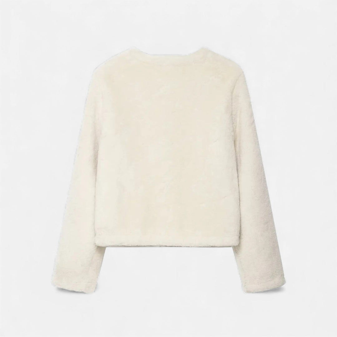 Valantomode | Women’s Faux Fur Jacket - Vintage Toggle Button Shearling-Style Coat
