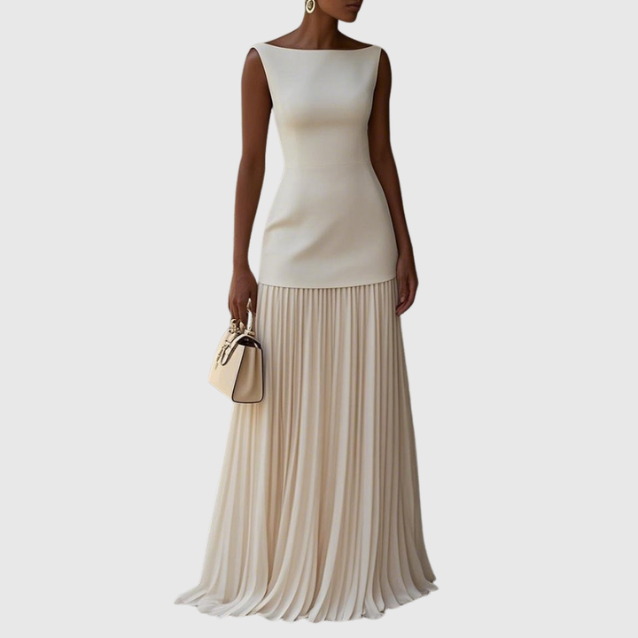 Valantomode | Stylish Sleeveless Dress with Elegant Flowing Pleats