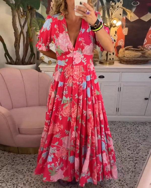 Valantomode | Dress with Vibrant Floral Pattern