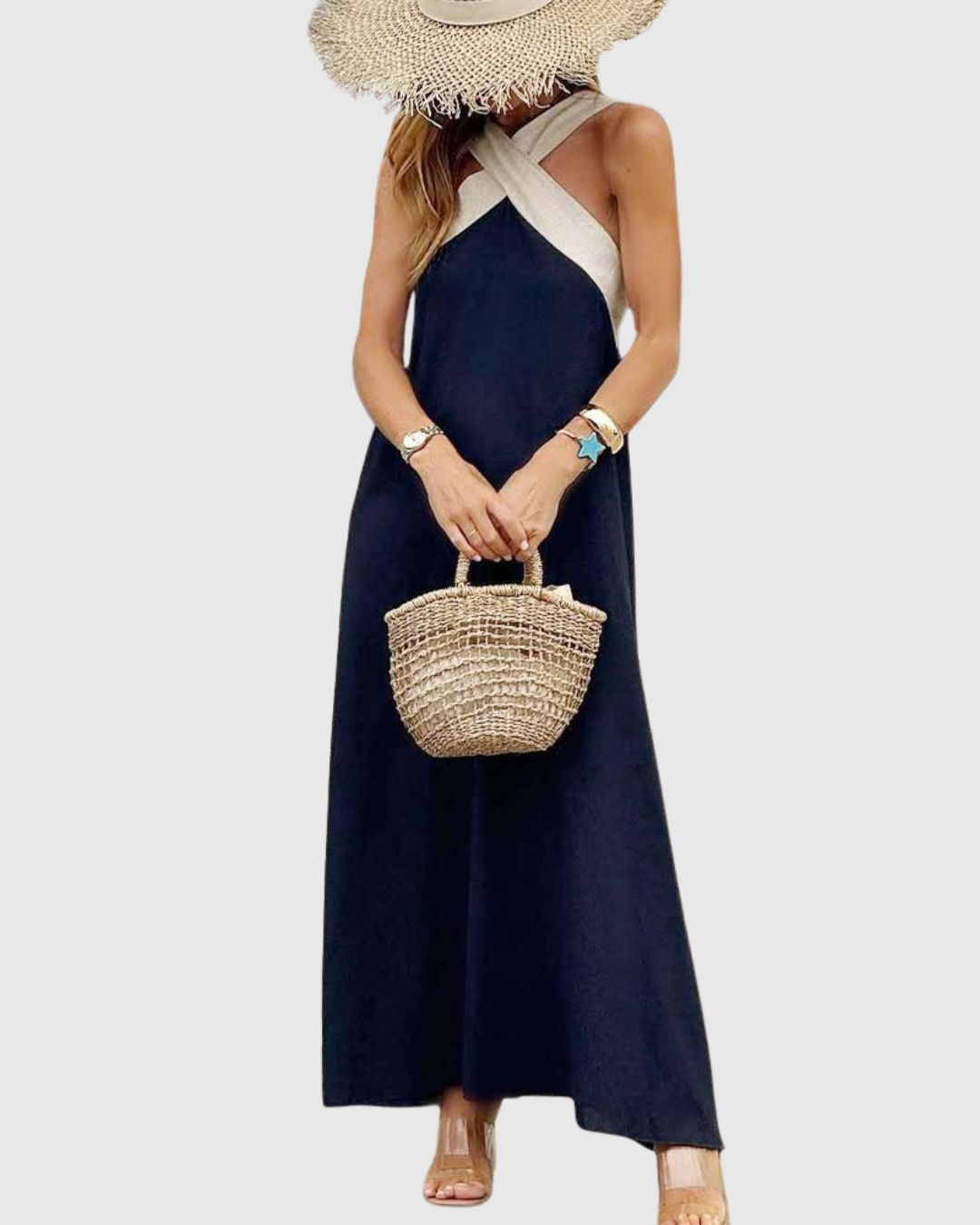 Valantomode | Chic Cross-Neck Dress for Stylish Summer Outings